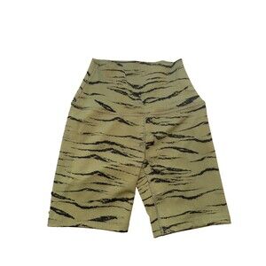 Beyond Yoga Olive Wood Jacquard Zebra High Rise Biker Shorts Sz XS